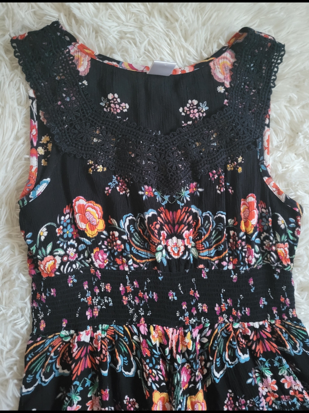 Bila Floral Maxi Dress Asymmetrical Babydoll Sz Small Peasant Boho EUC Flowy